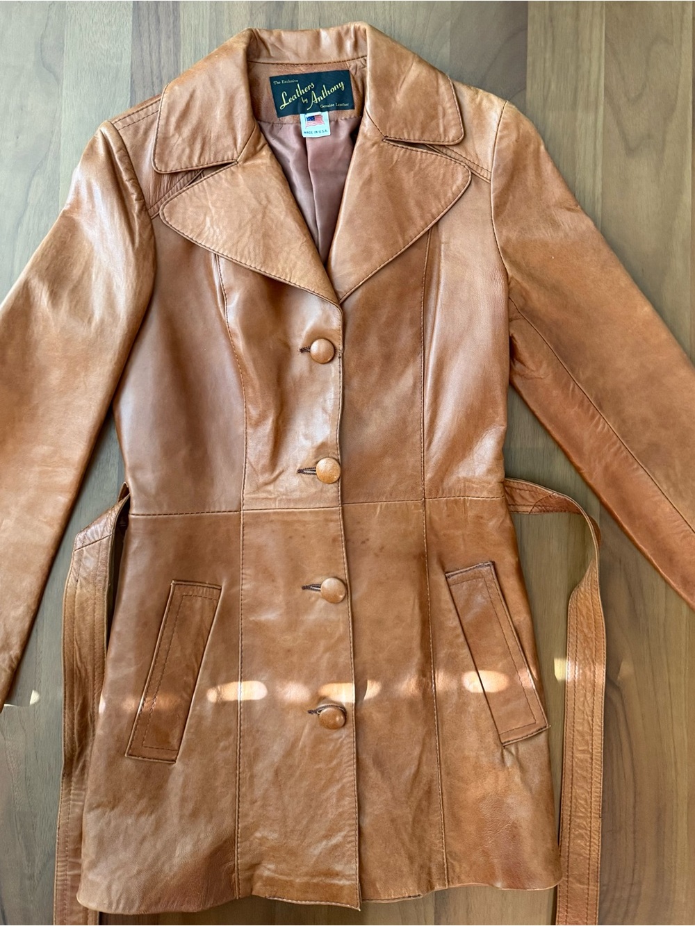 Anthony Women's Cognac Leather Button-Front Jacket